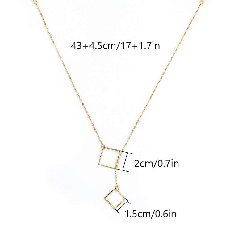 Easedaily Boho Necklaces Gold Square Pendant Short Necklace Chain for Women and Girls - BeesActive Australia