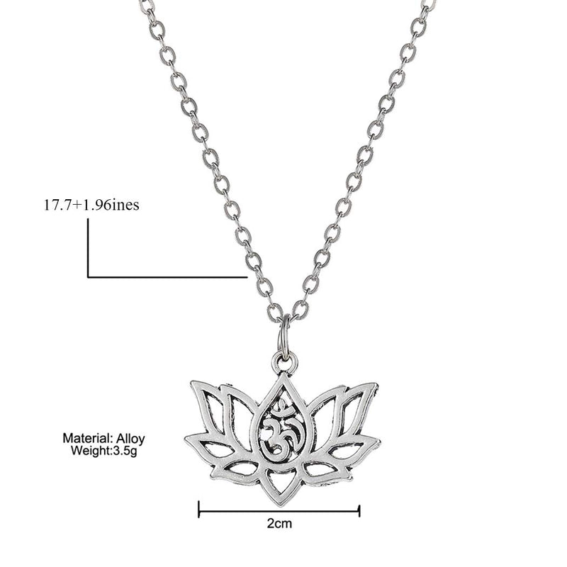 Edary Vintage Lotus Pendant Silver Necklaces Hollow Flower Necklace Chain Jewelry for Women and Girls. - BeesActive Australia