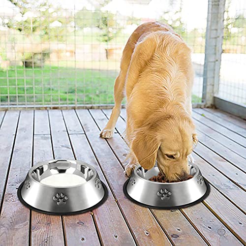 2 Stainless Steel Dog Bowls, Dog Feeding Bowls, Dog Plate Bowls with Rubber Bases, Small, Medium and Large Pet Feeder Bowls and Water Bowls L-33.8oz - BeesActive Australia