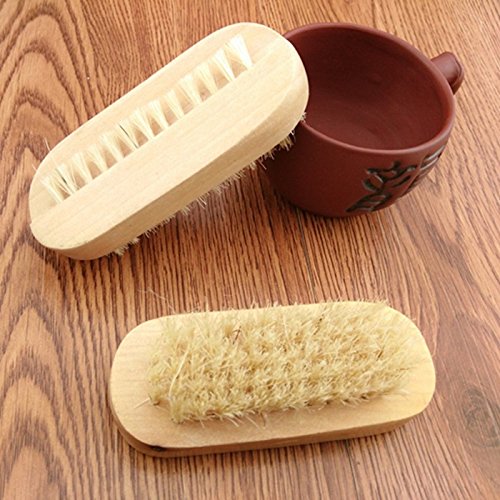 AnHua 2PCS Hand Food Washing Fingernail Nail Brush Bristle & SPA Oil Massage Brush, Wood Handle & Natural Bristle Manicure Brush - BeesActive Australia