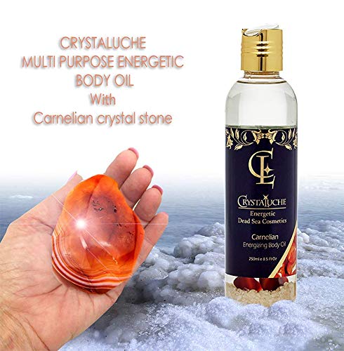 CrystaLuche Carnelian Energizing Body Oil: Naturally Active Dead Sea Minerals, Crystals and Stone Energy Skin Care Cosmetics by PharmaNaturalis 7.04 Oz - BeesActive Australia