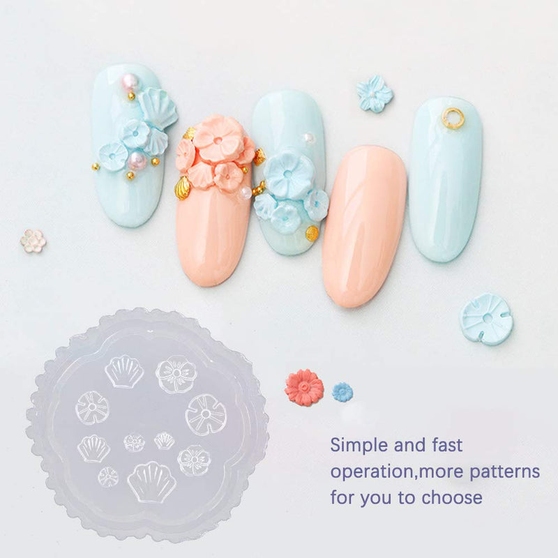 5 Pcs Flowers 3D Silicone Mold Nails Art Carving Mold for DIY Nail Art Decorations Supplies Nail Art Templates Maincure Tool - BeesActive Australia