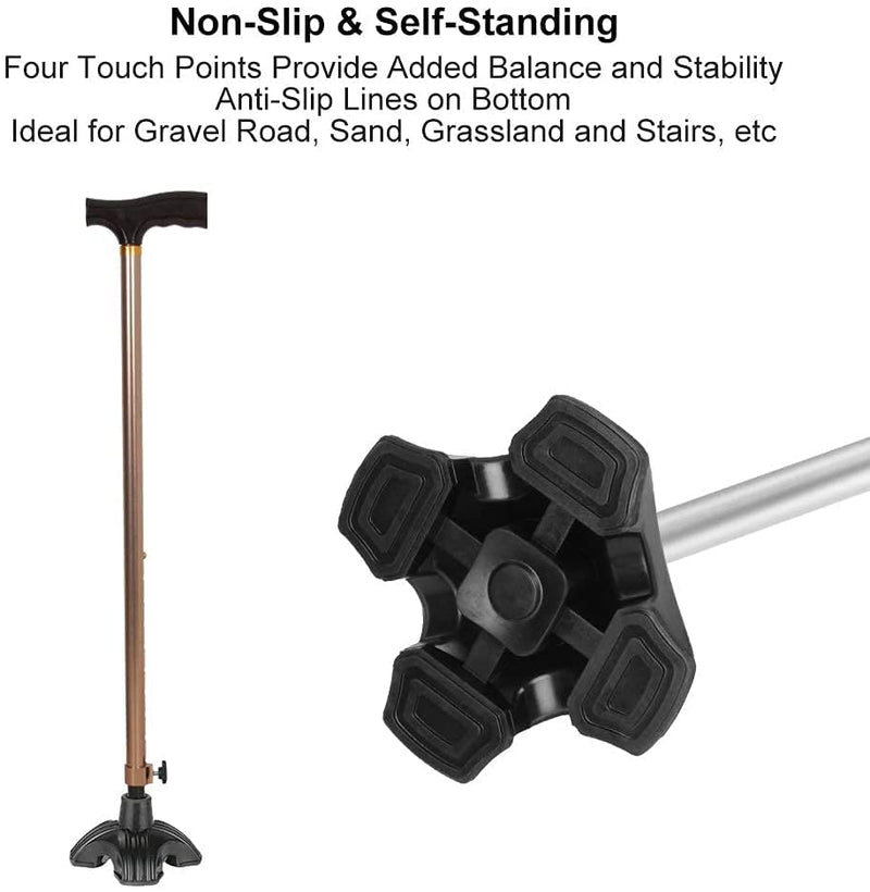 supregear 2-Pack Cane Tip - Self Standing Heavy Duty Quad Rubber Replacement for Walking Cane (19mm) - Stable Four Point Non-Slip Cane Tip for Folding Cane Walking Stick Cane Accessory Cane Foot Pad Black - BeesActive Australia