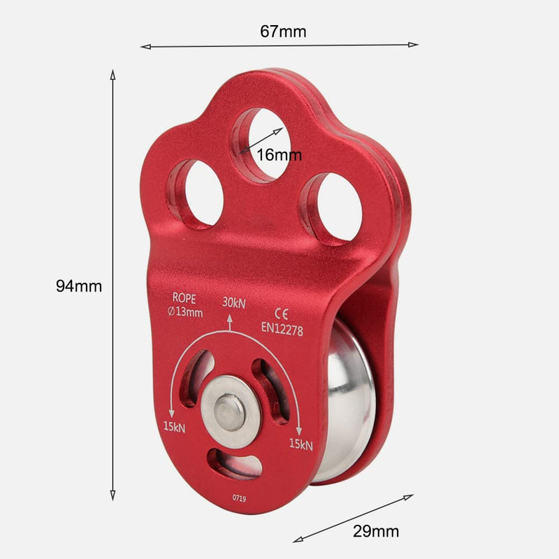 Durable Climbing Single Pulley Climbing Bearing Single Pulley Aviation Aluminum Climbing Three Hole Pulley Outdoor Smooth Sturdy for Prompt Drop - BeesActive Australia