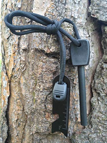 FOSTAR Ferrocerium Alloy Rod Fire Starter, 5/16 Inch Thick Waterproof Fire Steel, Bushcraft Ferro Rod with Easy Grip Handle, Multi-Tool Striker and Paracord Lanyard ( 2PCS, Black and Orange) - BeesActive Australia