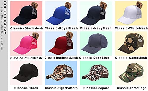 Criss Cross Hat Washed Distressed Baseball Cap Ponytail Hat High Messy Bun Ponycap for Women Classic-blackmesh - BeesActive Australia
