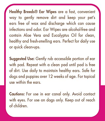 Healthy Breeds Ear Cleaning Wipes with Aloe & Eucalyptus for Dogs 100 Count Over 200 Breeds Available Basset Hound - BeesActive Australia