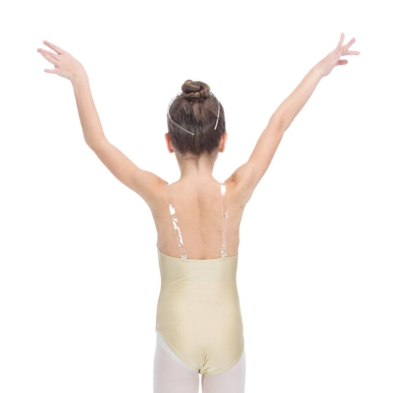 [AUSTRALIA] - HDW DANCE Women and Girls Nude Ballet Dance Leotard Camisole with Clear Adjustable Straps Small Flesh 
