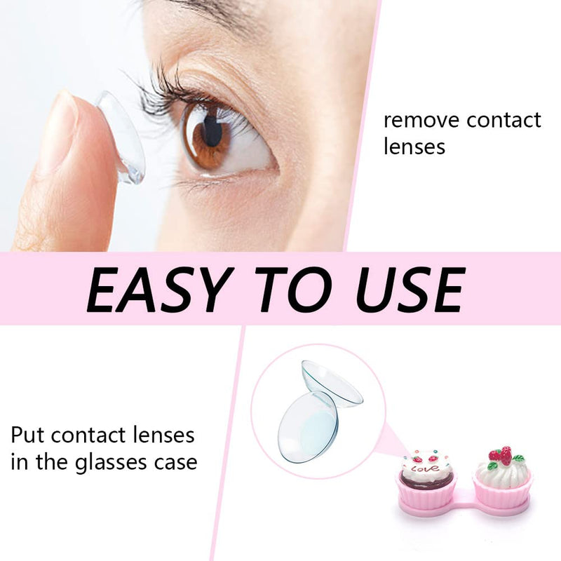 NA Contact Lens Case Cute Cake Shape Contact Lens Holder Portable Contact Lens Box for Home Travel Outdoor - BeesActive Australia