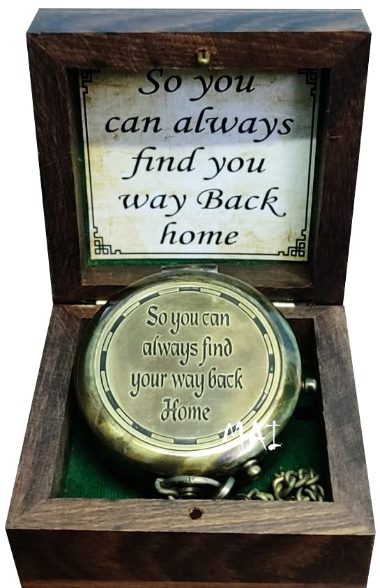 Pocket Compass for Hiking, Survival Instrument Antique “So You Can Always Find Your Way Back Home” Engraved Camping Pocket Compass Nautical Compass Vintage Navigation Outdoor Compass - BeesActive Australia