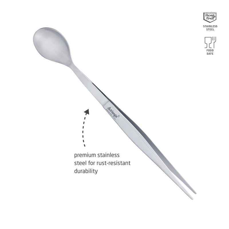 triangle FinalTouch Tasting Spoon - 14 cm - Stainless Steel Spoon & Tweezers - Dishwasher Safe - Made in Germany Silver - BeesActive Australia