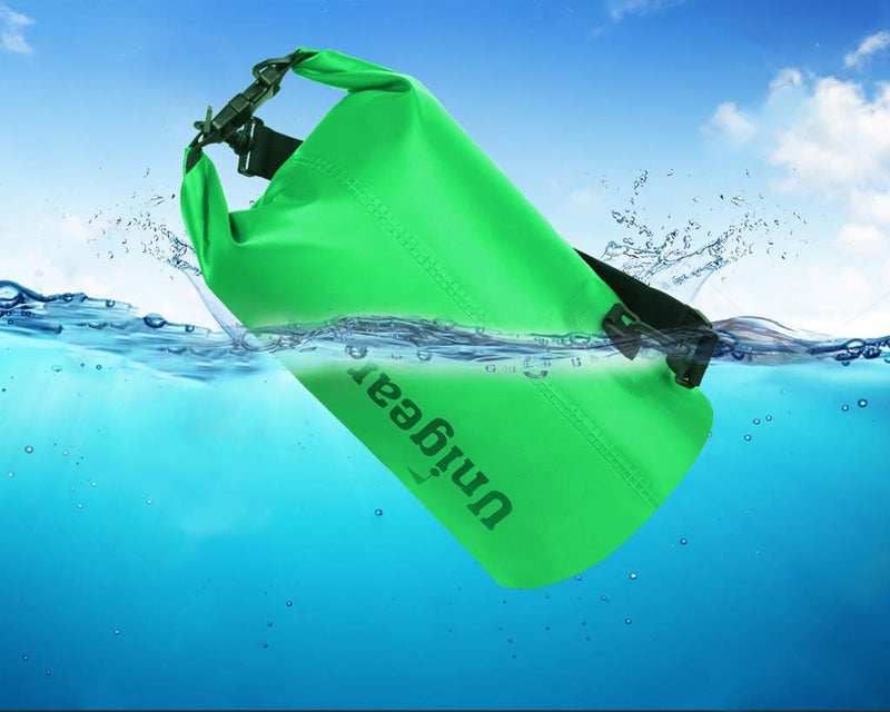 [AUSTRALIA] - Unigear Dry Bag Waterproof, Floating and Lightweight Bags for Kayaking, Boating, Fishing, Swimming and Camping with Waterproof Phone Case Green 5L 