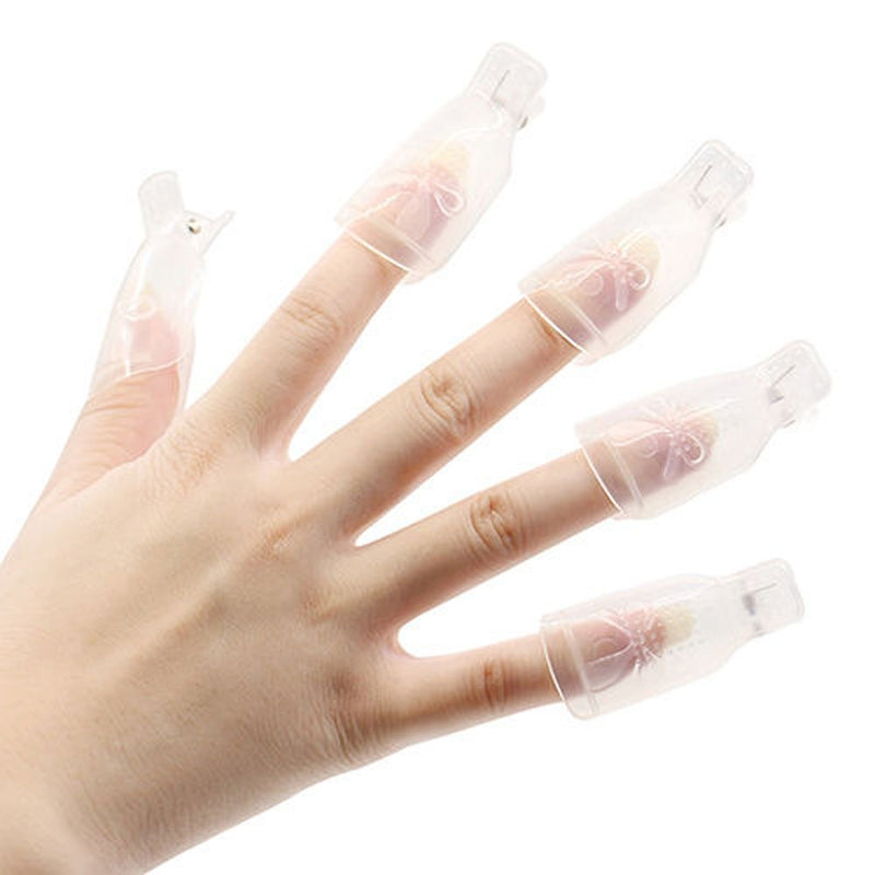 yueton Pack of 20 Graceful Bowknot Reusable Nail Art Soak Off Cap Clip UV Gel Polish Remover Wrap Tool (Hot Pink+Transparent) Hot Pink+transparent - BeesActive Australia
