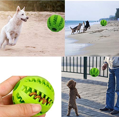 2 Pack Dog Toy Ball，Nontoxic Bite Resistant Teething Toys Balls for Small/Medium/ Large Dog and Puppy Cat , Dog Pet Food Treat Feeder Chew Tooth Cleaning Ball Exercise Game IQ Training Ball Blue+Green 2in（Small Dog&Puppy） - BeesActive Australia