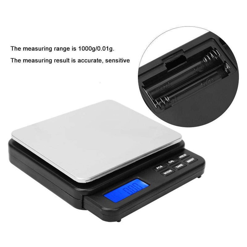 Weighing Scale 1000g/0.01g High Precision Digital Mini Scale,Kitchen Scale Electric Scale,for kitchens, laboratories,etc(Black) - BeesActive Australia