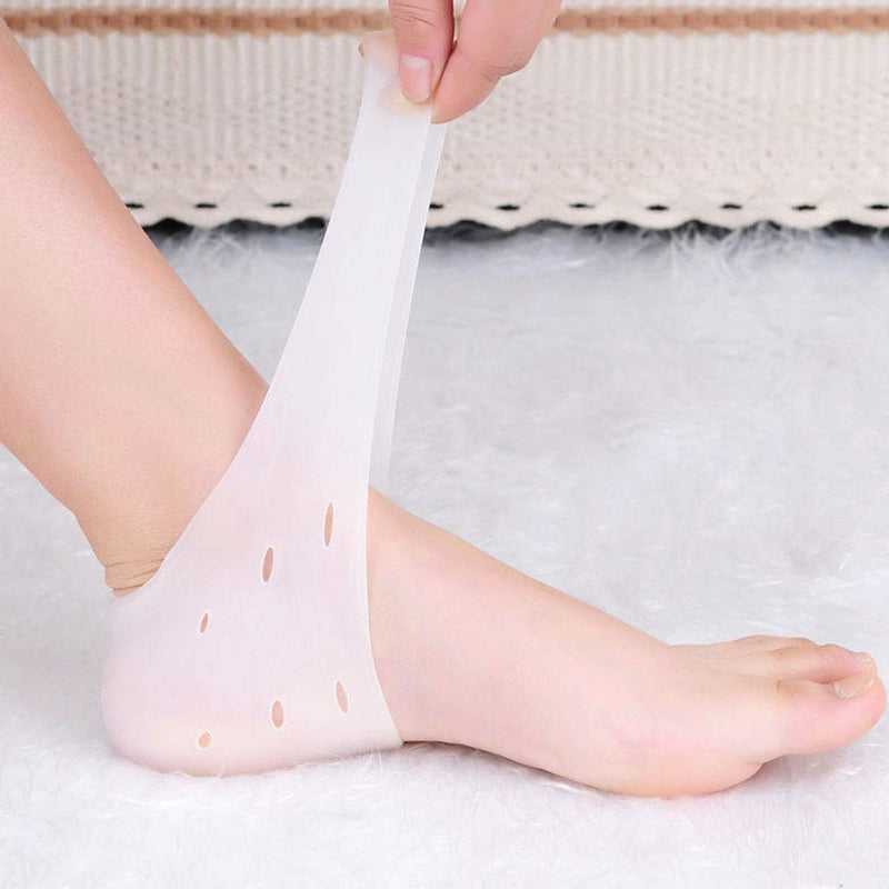 4 Pairs Heel Cups for Heel Pain, Heel Support for Plantar Fasciitis, Sumiwish Heel Protectors for Men & Women, Provide Shock Absorption and Foot Moisturizing for Cracked Heels (White) White - BeesActive Australia