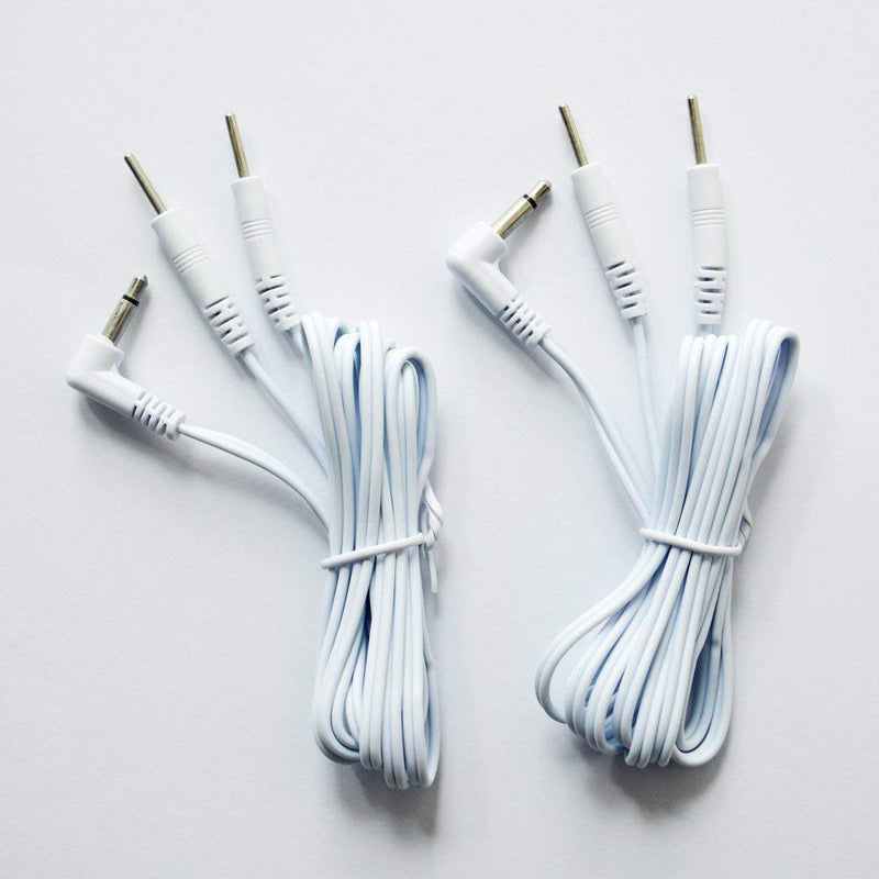 Vogueing Tool 1 Pair 120CM Tens Electrode Lead Wires Jack 3.5mm Plug 2.0mm Pin Connection White - BeesActive Australia