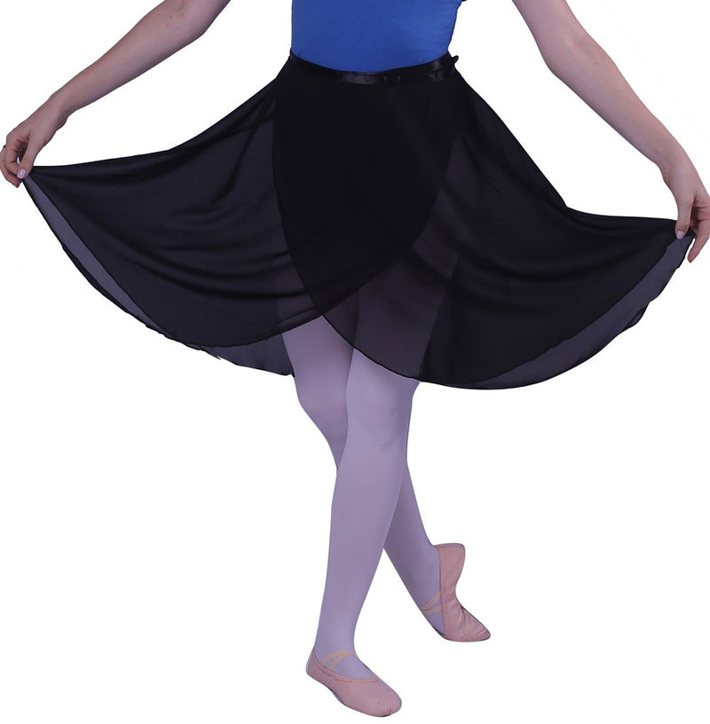 [AUSTRALIA] - woosun Adult Ladies Ballet Leotard Tutu Skirt Women Dance Wrap Over Scarf 60cm Length Skirt Chiffon Black 