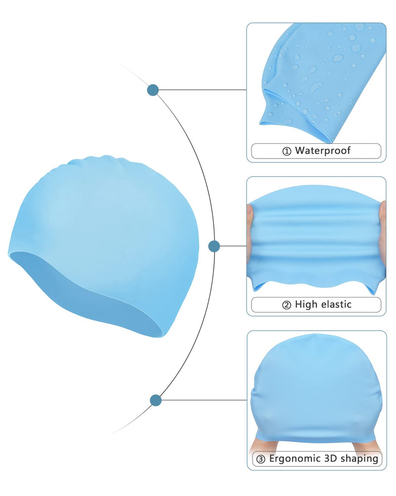 Zando Adult Silicone Swim Cap for Men Waterproof Swim Caps for Women Swimming Long Hair Non Slip Swimming Caps White - BeesActive Australia