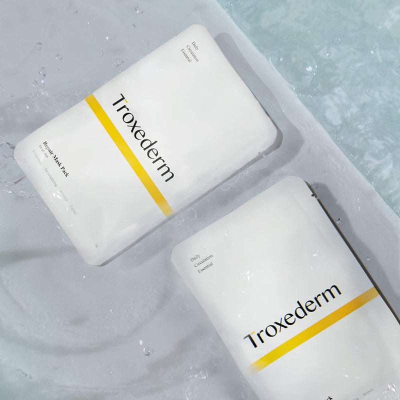 TROXEDERM Repair Facial Mask Set – Fine Line Care, Moisturizing, Illuminating and revitalizing for Face, Contains Niacinamide, Troxerutin, Adenosine and 10 Natural Extracts, Pack of 5 - BeesActive Australia