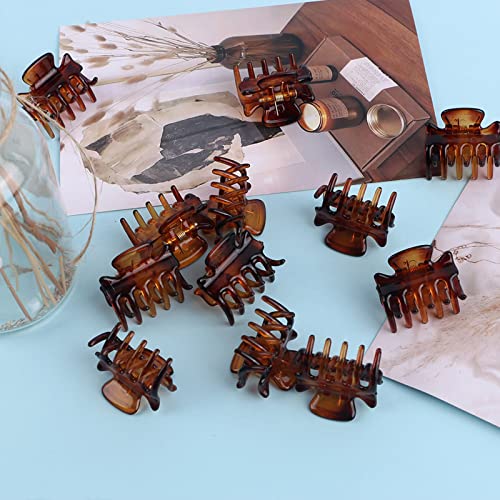 12 Pieces Small Hair Clips,3cm x 2cm/1.18inch x 0.78 inch Brown Mini Hair Claw Clips Plastic Hair Jaw Clips for Women and Girls - BeesActive Australia