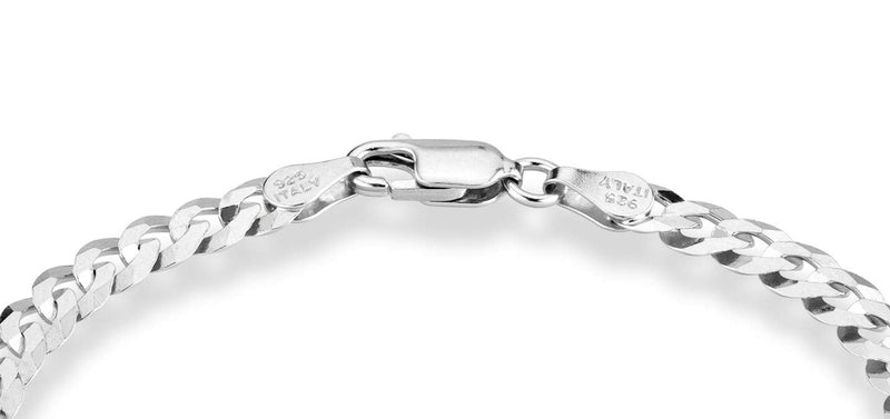 Miabella 925 Sterling Silver Italian 5mm Solid Diamond-Cut Cuban Link Curb Chain Bracelet for Men Women, Made in Italy Length 9 Inches - BeesActive Australia