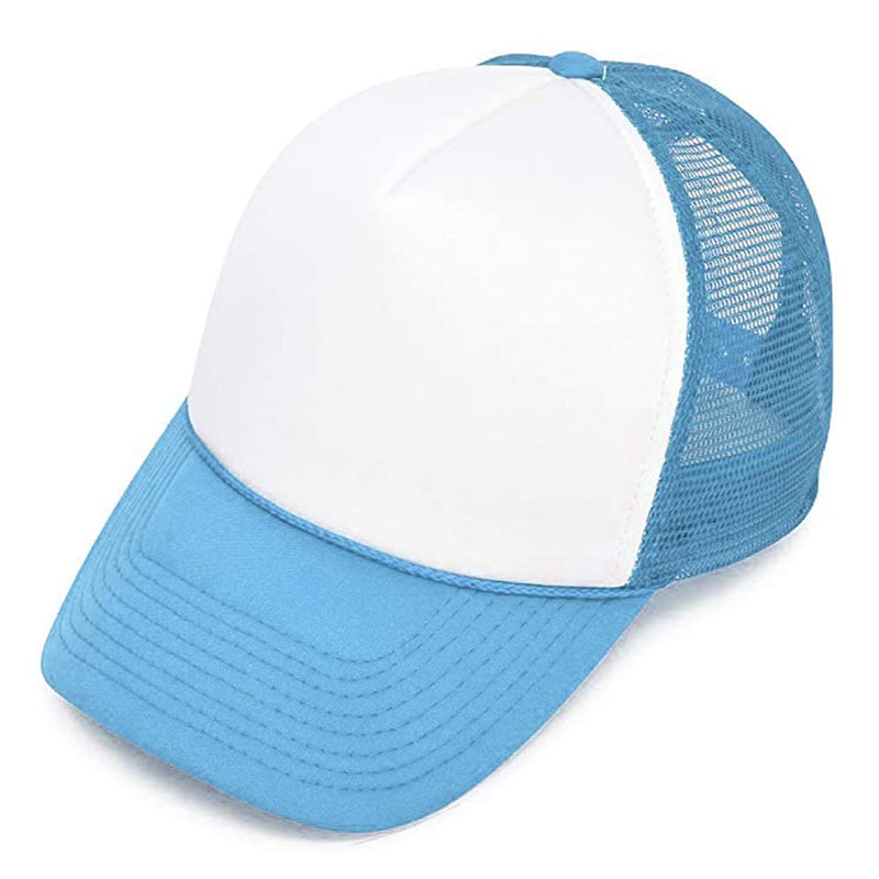MR.R Sublimation Blanks Polyester Mesh Cap Mesh Hat Two Tone Trucker Summer Mesh Cap with Adjustable Snapback,2pcs per Pack Light Blue - BeesActive Australia