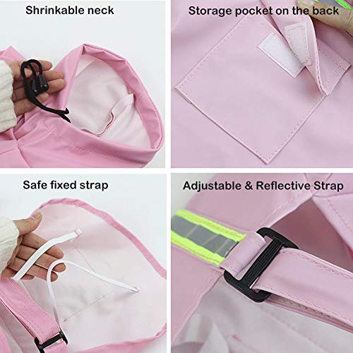 FEimaX Dog Raincoats Rain Poncho Coat Waterproof Pet Raincoat Jacket with Hood for Medium and Large Dogs, Lightweight Hoodies Windproof for Outdoor Walking M (Chest: 16.1'', Body 11.8'') Pink - BeesActive Australia