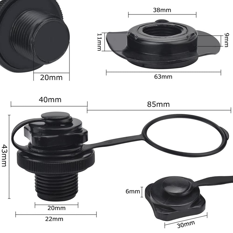 BUZIFU 2pcs Air Valve Inflatable Boat Spiral Air Plugs One-way Inflation Replacement Screw Boston Valve for Rubber Dinghy Raft Kayak Pool Boat Airbeds,Black - BeesActive Australia