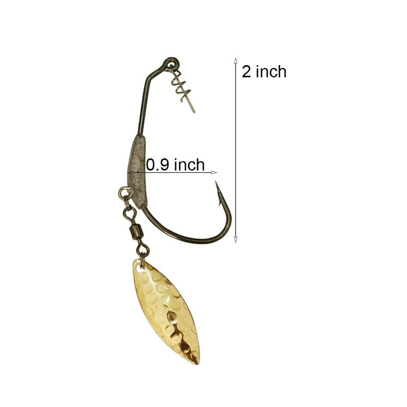 Laxygo 10pcs/Pack Weighted Hook with Twist Lock Spin Superline Spring Hook Swim Bait Fishing Hook with Twistlock Pin 3.5g 6.5g 10pcs-5g-gold - BeesActive Australia