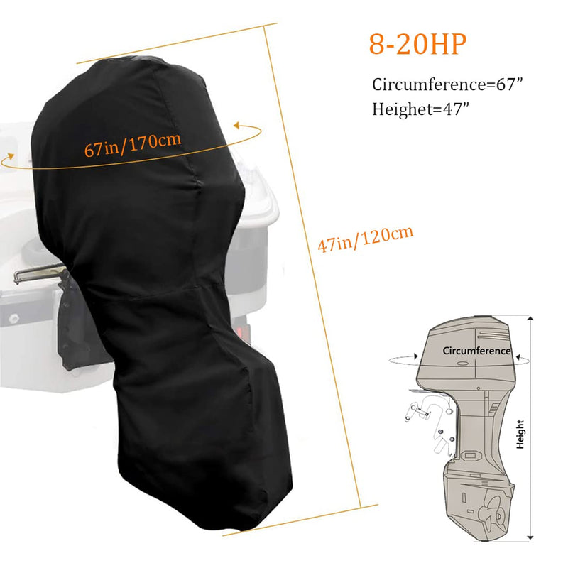 Softclub Outboard Motor Cover 8-20 HP, Full Outboard Engine Cover, Black 600D Waterproof Boat Motor Hood Cover - BeesActive Australia