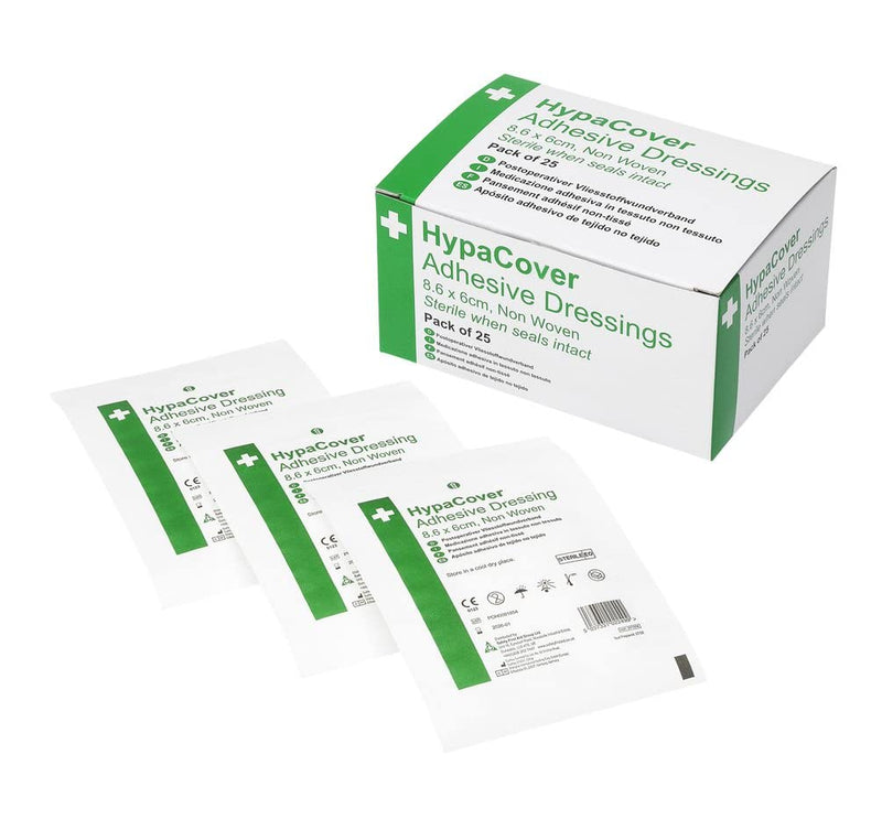HypaCover Adhesive Dressing - Medium, 8.6x6cm (Pack of 25) and HypaPlast Zinc Oxide Tapes, Assorted, Bundle - BeesActive Australia