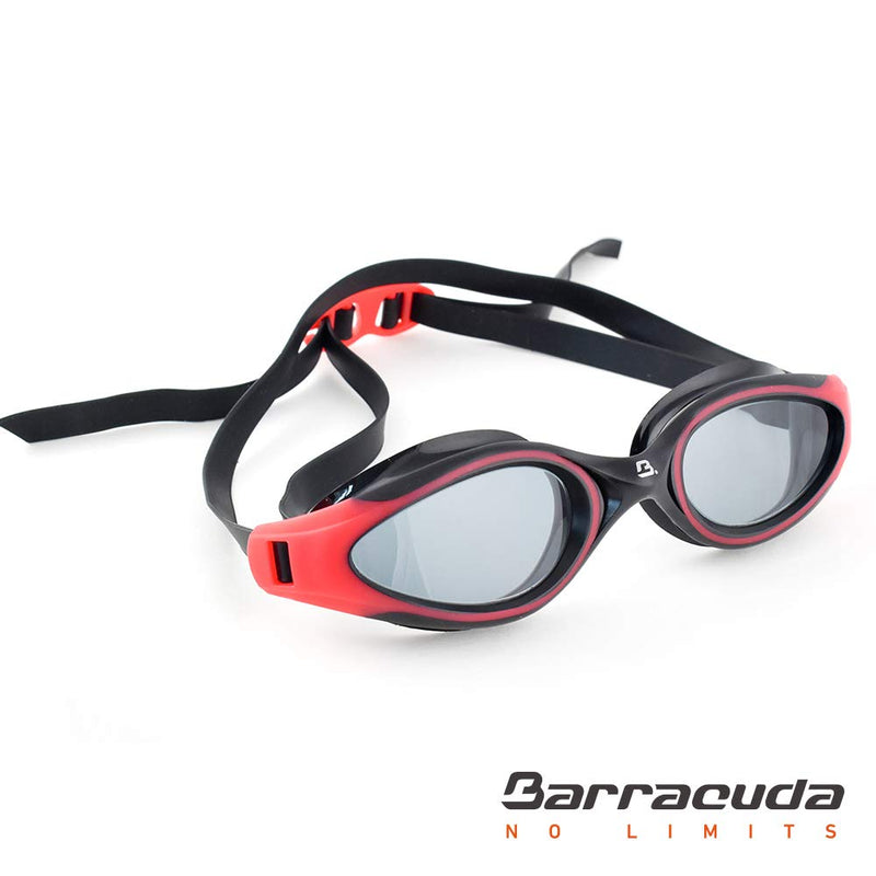 [AUSTRALIA] - Barracuda Swim Goggle AQUATEC - Curved Lenses, Anti-Fog UV Protection, One-Piece Frame Soft Gaskets, Easy Adjusting Comfortable Leak Proof Fashion for Adults Men Women #35125 Black/Smoke 