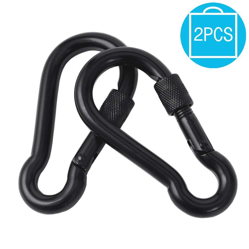 PROND Locking Carabiners, Heavy Duty Carabiner, 316 Stainless Steel Screw Lock Carabiner Hooks (Gold - 2PCS) Black - 2PCS - BeesActive Australia
