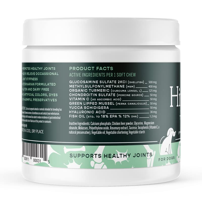 Hip + Joint Dog Supplement, Joint Support for Dogs with Glucosamine Chondroitin and MSM, Joint Care and Health Support Chewy Dog Treats, 90 Soft Chews - Fera Pet - BeesActive Australia