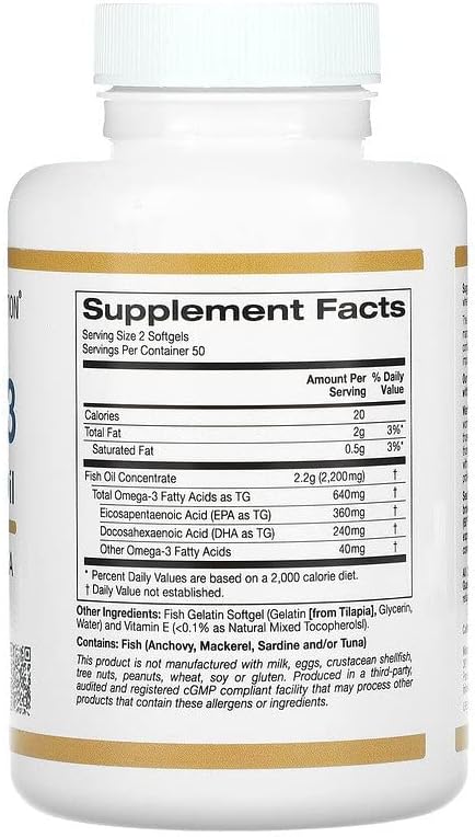 CGN [California Gold Nutrition] [Omega 3 Premium Fish Oil 100 Fish Gelatin Softgels] [Parallel Import] - BeesActive Australia