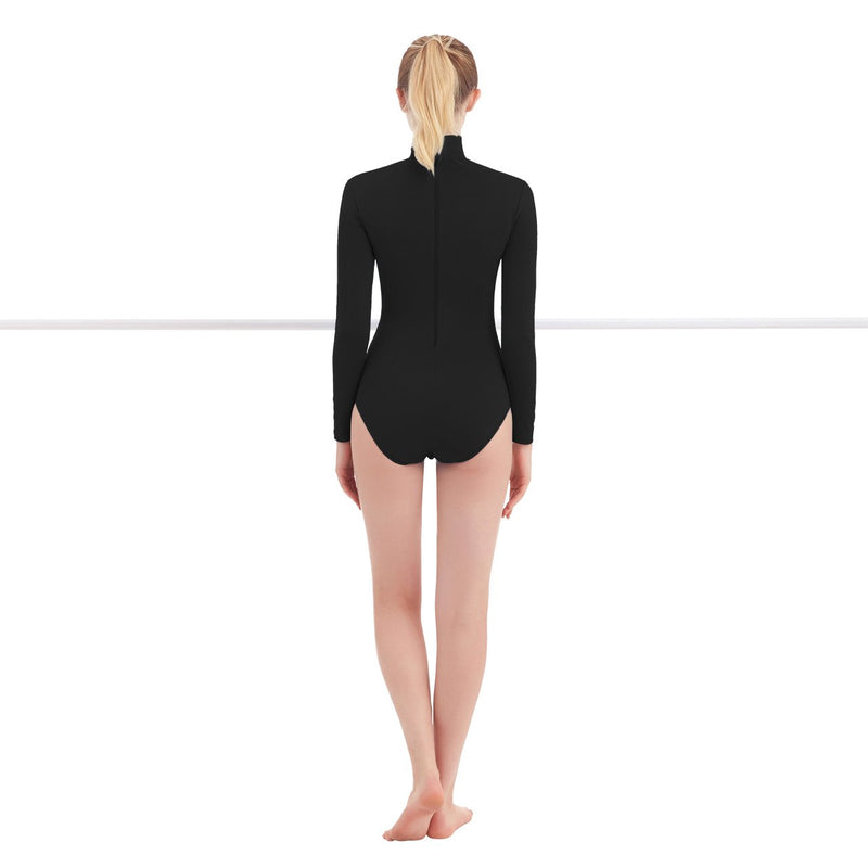 [AUSTRALIA] - SUPRNOWA Women's Turtleneck Lycra Spandex Long Sleeve Leotard X-Large Black 