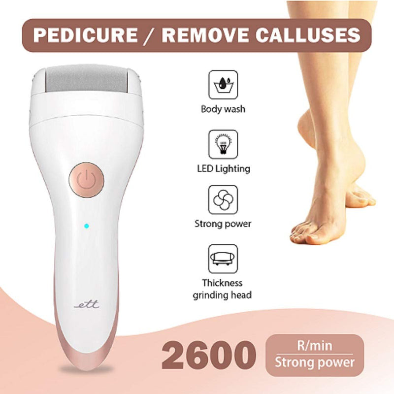 ETT Waterproof LED Light Electric Callus Removers Rechargeable | Portable Electronic Foot Grinder Pedicure Tools | Electric Callous Remover Kit, Pedi Feet Care Perfect for Dead, Hard, Dry Skin - BeesActive Australia