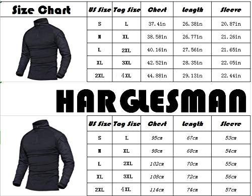 HARGLESMAN Men's Tactical Military Shirts 1/4 Zip Long Sleeve Fitting Combat Shirt with Pockets Acu Small - BeesActive Australia