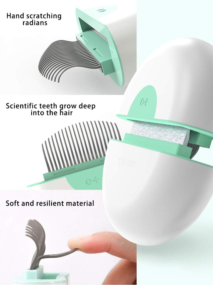 Plieren Cat Brush for Shedding and Grooming, 2 in 1 Massage Comb & Deshedding Brush for Long short haired cats &, Puppy Effectively Remove Shedding Mats, Tangled Hair, Dirt & Dander, 4×3.5inch green - BeesActive Australia