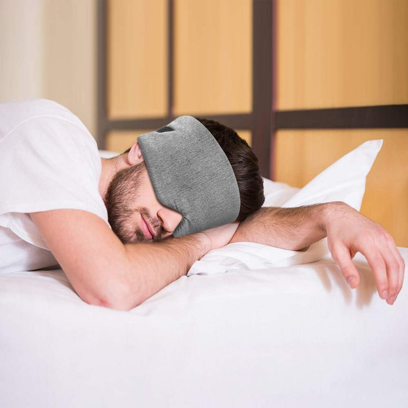 Handmade Cotton Sleep Mask - New Upgrade Light Blocking Sleeping Eye Mask Soft and Comfortable Eye Shape Blinder Blindfold Airplane with Pouch for Nap Sleeping Travel for Women Men Kids(Gray Modal) Original - With Blackout Nose Pads - BeesActive Australia