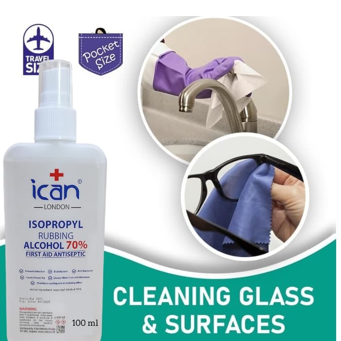 ican london isopropyl rubbing Alcohol 70% First aid Antiseptic Disinfectant 100ml Spray - BeesActive Australia