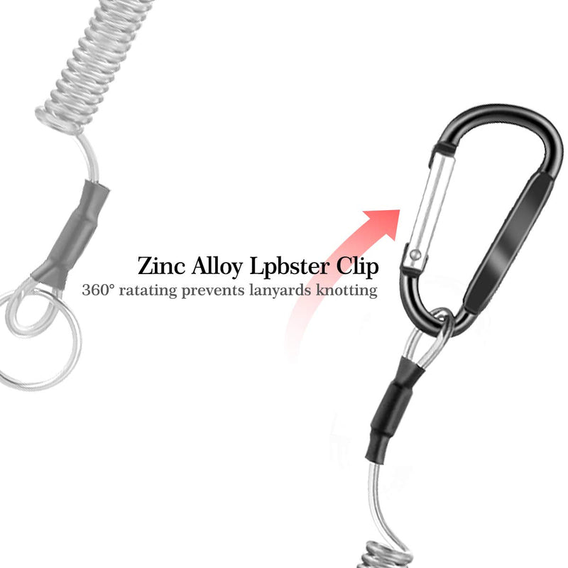 Hekodonk Spring Coil Leash Cord Safety Ropes Elastic Wrist Band with Steel Hook Keychain Ring Carabiner Black - BeesActive Australia