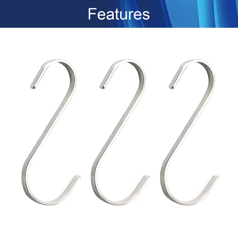 Juvielich Wall Mounted S Shaped Hook Hangers for Towel Bag Key Kitchen Utensils, Large Silver Colored without Fixed End, 20 Pcs - BeesActive Australia