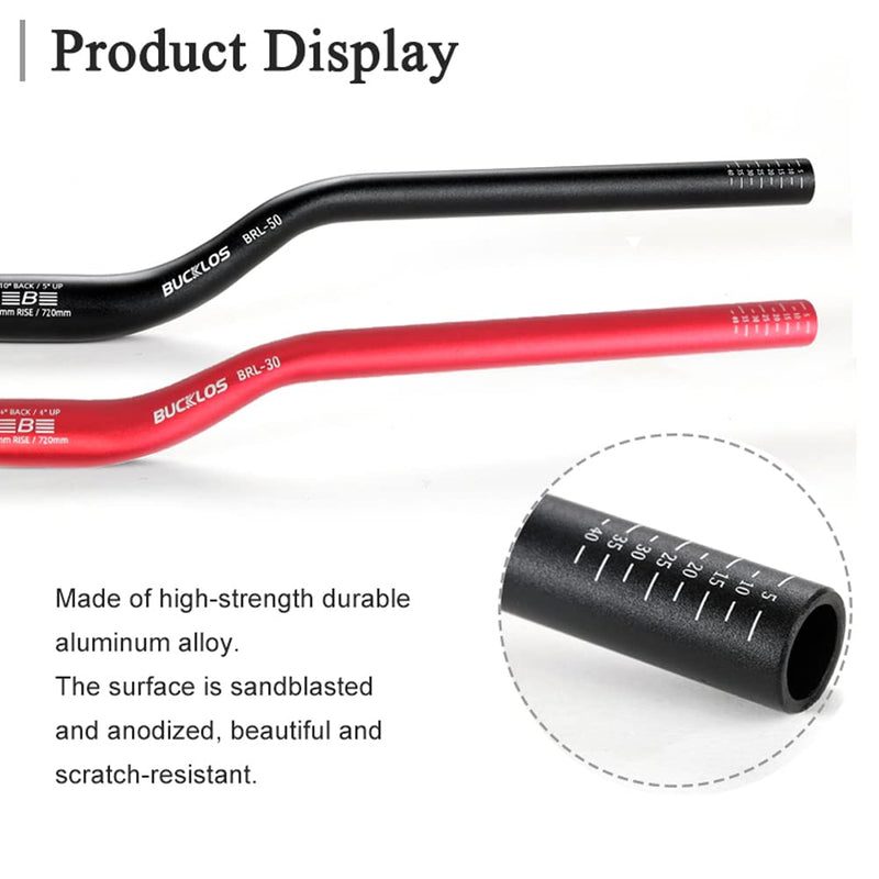 BUCKLOS Mountain Bike Handlebar ?31.8mm Aluminum Alloy 30/50mm Rise MTB Handlebar, 720/780mm Extra Long Black Red Bicycle Handlebar for Most Bicycle BMX Downhill Racing 720mm-30mm - BeesActive Australia