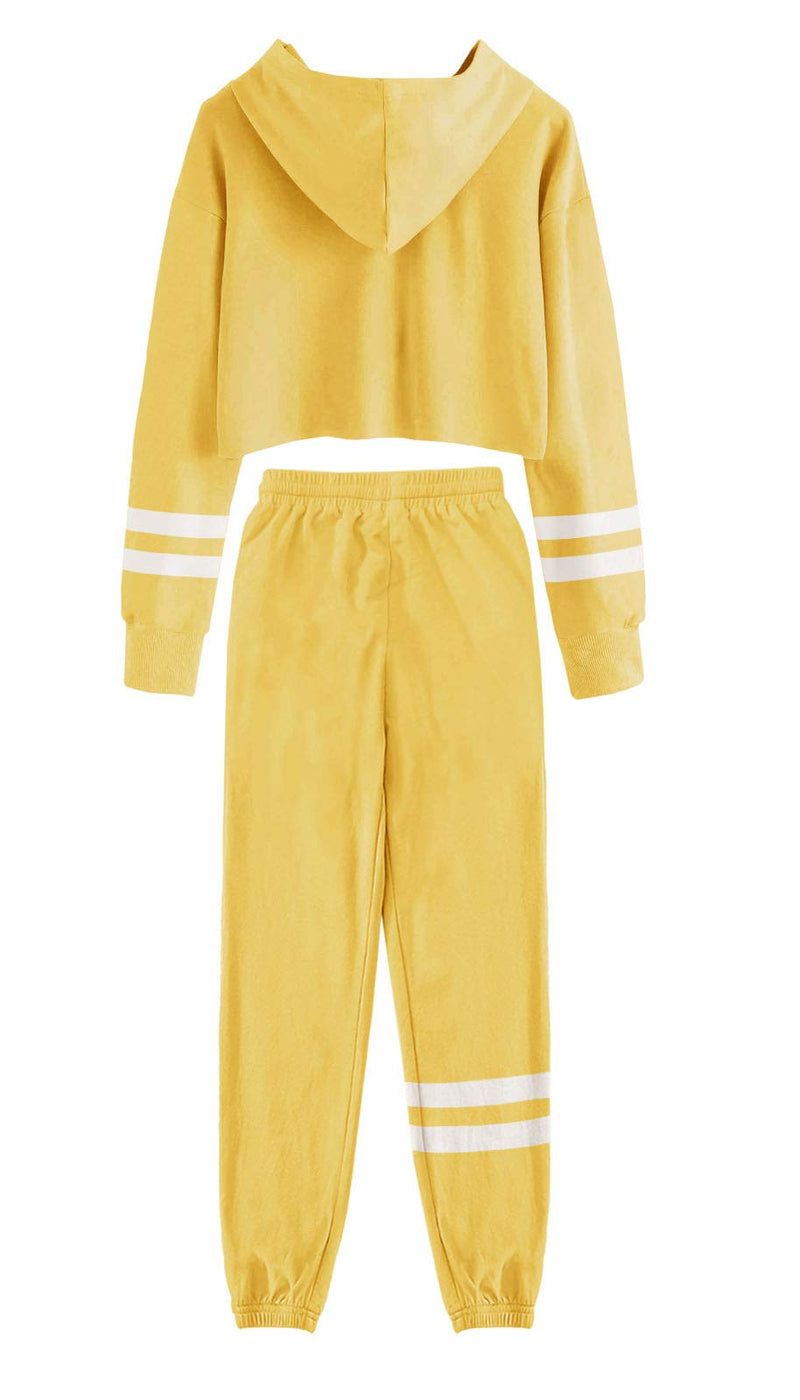 Girl's Sweatsuits Crop Tops Hoodies and Sweatpants Athletic Clothing Lounge Sets Yellow 13-14 Years - BeesActive Australia