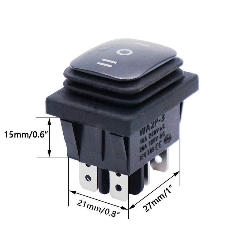 [AUSTRALIA] - Twidec/2Pcs Waterproof Rocker Toggle Switch 16A 250V 20A 125V AC 6 Pins 3 Position ON/Off/ON DPST Boat Or Car Black KCD4-203N-BK 