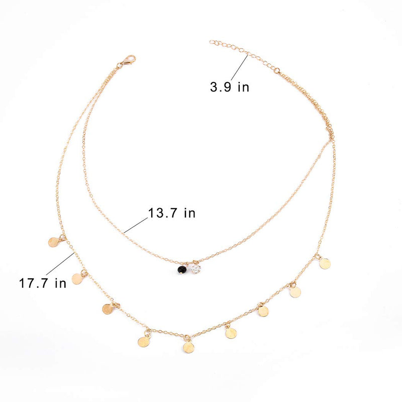 Hannah Boho Sequins Layered Necklaces Gold Rhinestone Beaded Pendant Necklaces Chain Jewelry for Women and Girls - BeesActive Australia