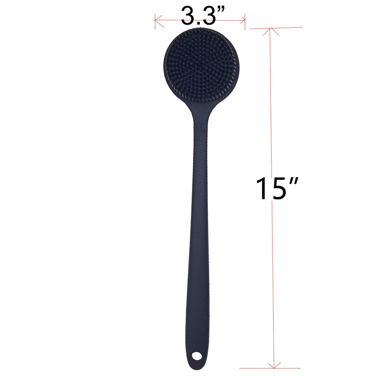 DNC Back Scrubber for Shower Soft Silicone Bath Body Brush with Long Handle, BPA-Free, Hypoallergenic (Black) Black - BeesActive Australia