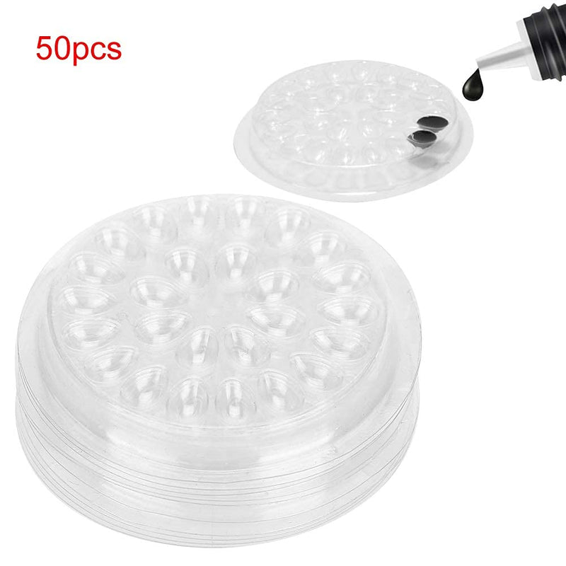 Eyelash Glue Holder 50pcs Disposable Eyelash Glue Holder Transparent Plastic Eye Lash Extension Glue Stand Pad - BeesActive Australia